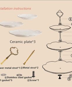 BonNoces 3-Tier Porcelain Embossed Cupcake Stand - Pure White Rimmed with Gold Dessert Cake Stand - Pastry Serving Tray Platter for Tea Party, Wedding and Birthday 28 61i1oZtXuTL
