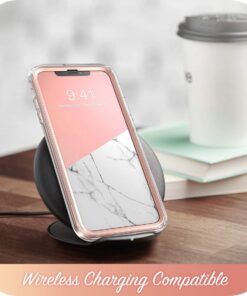 i-Blason Cosmo Full-Body Bumper Case with Built-in Screen Protector for iPhone XR 2018 Release, Pink Marble, 6.1" 33 61i27zSyv4L