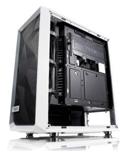 Fractal Design Meshify C - Compact Mid Tower Computer Case - Airflow/Cooling - 2X Fans Included - PSU Shroud - Modular Interior - Water-Cooling Ready - USB3.0 - Tempered Glass Side Panel - White TG 51 61i2HPLn9RL