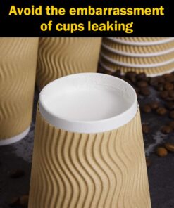 SPRINGPACK Disposable Paper Coffee Cups with Lids, 100 pack 12 oz Ripple Wall Insulated To Go Coffee Cups for Hot/Cold Beverage, Recyclable Takeaway Drinking Cups for Home Office Cafe Party 30 61i33XcCKEL