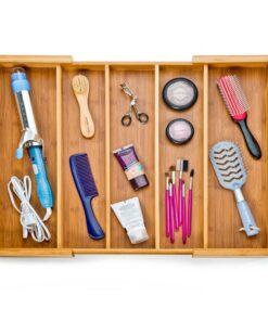 Seville Classics Bamboo Premium Organizer Storage Bins for Kitchen Silverware, Pantry, Closet, Office Desk, Pens, Utensils, Makeup, K Cup, Bamboo, Expandable Tray (5 Compartment) Expandable Tray (5 Compartment) 27 61i3iozVLCL