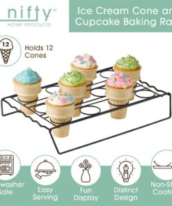 Nifty Ice Cream Cone Cupcake Baking Rack – Holds up to 12 Medium & Large Cupcake Cones, Non-Stick, Dishwasher Safe, Use for Baking, Cooling & Serving Treats 31 61i5t33Qu7L 2