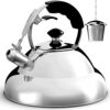 Willow & Everett Whistling Tea Kettle for Stove Top - 2.75 Quart Tea Pots for Stove Top w/Stainless Steel, Mirror Finish & Strainer Single Handle 15 61i7B652a8L