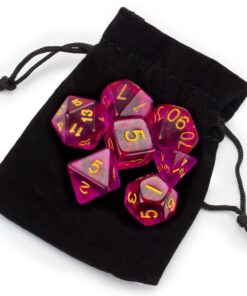 Wiz Dice Series II - Polyhedral Dice Set for Tabletop RPG Adventure Games with a Dice Bag - DND Dice Set, Suitable for Dungeons and Dragons, MTG and Dice Games Alike - Faerie Fire - 7 ct 18 61i7k5LZoAL