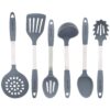 Culinary Couture 6-Piece Stainless Steel & Silicone Kitchen Utensils Set, Silicone Cooking Utensils, Heat Resistant Kitchen Cooking Utensils Set, Includes a Bonus Recipe E-Book, Grey 6 Piece - Large Gray 37 61i83uqEGIL