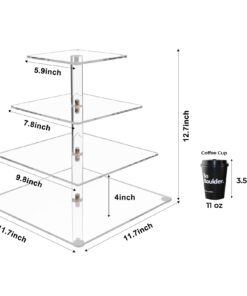 Vdomus 4 Tier Acrylic Cupcake Stand Pastry Stand with LED String Lights Dessert Tree Tower Cake Pyramid for Birthday Wedding Party Babyshower Christmas, Holds up to 50 Cupcakes (Warm) Gold 4 Tier Square 24 61iE fj6bdL
