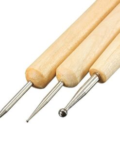 COMIART 3pcs Wood Ball Styluses Tool Set for Embossing Pattern Clay Sculpting Wax Polymer Dotting Tools 10 61iEq7YnnAL
