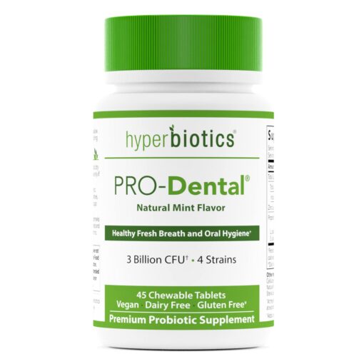 Hyperbiotics Pro Dental Probiotic with BLIS K12 and M18 | Premium Vegan Probiotic for Oral Health and Bad Breath | Sugar Free | Mint Chewable Tablet | Gluten and Dairy Free | 45 Count 45 Count (Pack of 1)