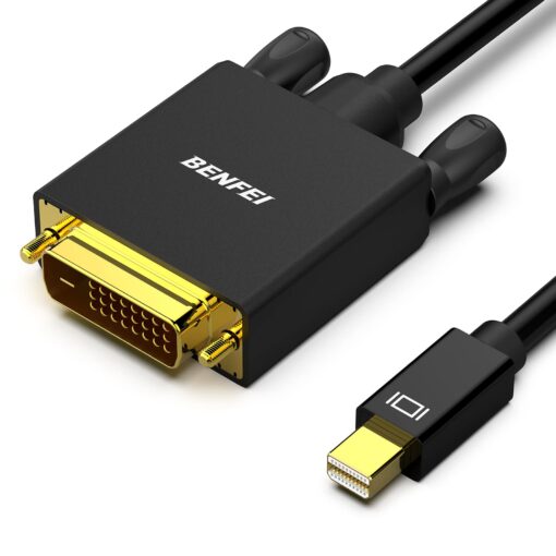 BENFEI Mini Displayport to DVI Cable, Mini DP to DVI 1.83M Cable Male to Male Gold-Plated Cord for MacBook, iMac(LG51) Surface Pro and Laptop 6 Feet 1 Pack