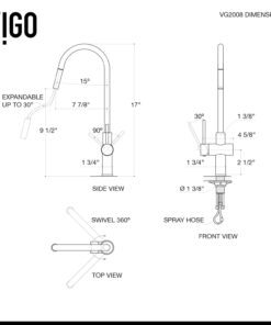 VIGO VG02008MB 17" H Gramercy Single-Handle with Pull-Down Sprayer Kitchen Faucet in Matte Black 21 61iJDENCZmL
