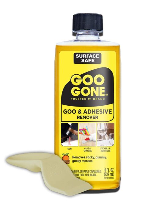 Goo Gone Original Liquid - 8 Ounce and Sticker Lifter - Surface Safe Adhesive Remover Safely Removes Stickers Labels Decals Residue Tape Chewing Gum Grease Tar Crayon Glue 8 Fl Oz (Pack of 1)