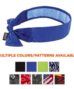Ergodyne Chill Its 6700CT Cooling Bandana, Lined with Evaporative PVA Material for Fast Cooling Relief, Tie for Adjustable Fit, Blue Solid Blue Each 14 61iLCaQJDQS