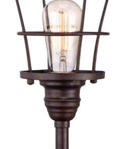 Franklin Iron Works Modern Industrial Accent Desk Table Lamp 17 1/4" High Bronze Metal Open Wire Cage Shade Antique Edison Bulb for Living Room Bedroom House Bedside Nightstand Home Office Family 17.25" High - Accent 12 61iLNpDJInL