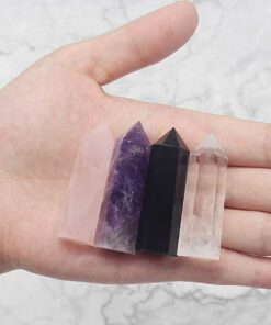 Healing Crystal Wands,2" Amethyst Crystal, Rose Quartz,Clear Quartz and Black Obsidian£¬6 Faceted Reiki Chakra Stones 4 pcs Pink,clear Quartz,black Obsidian,amethyst 2" Tall 42 61iMTfiYesL