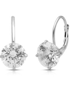 Jewelili 10K White or Yellow Gold Drop Earrings with 5 MM (1 Cttw), 6 MM (1.5 Cttw) & 7 MM (2.5 Cttw) Round Cut Cubic Zirconia 7 MM (2.5 Cttw) White Gold 7 61iQeTWKXL
