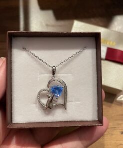 WOSTU Unicorn Necklace Forever Love Heart Paw Cat Sloth Koala Necklace for Women Girl Silver Plated with Colorful CZ Heart Pendant Cat & Blue 33 61iQsWNlTjL 1
