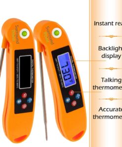 Digital Thermometer Talking Instant Read- Electronic BBQ- Great for Barbecue, Baking, Grilling, Cooking, All Food & Meat, Liquids- Collapsible Internal long Probe (Orange) By Surround Point 16 61iS5OclQwL