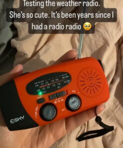 Esky Emergency Hand Crank Radio with 3 LED Flashlight, AM/FM/NOAA Portable Weather Radio with 2000mAh Power Bank Phone Charger, Solar Powered USB Charged Radio for Indoor Outdoor Camping, SOS Alarm Red 46 61iSOsP5AsL