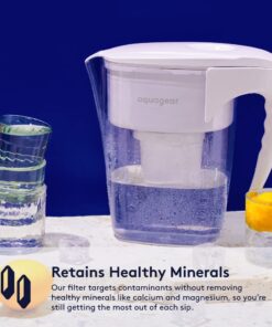 Aquagear Water Filter Pitcher – Lead, Chlorine, PFOA/PFOS, Microplastics Filter, 10 Cup, 120 Gallon Filter Life - Filter Media Made in USA 25 61iT07cZG L