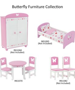 Emily Rose 18 Inch Doll Kitchen Table and 2 Chair Dining Set | 18-in Doll Furniture Accessory - Butterfly Theme 27 61iTjdpX8yL