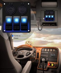 IZTOSS 3 Gang Rocker Switch Panel with Power Socket 3.1A Dual USB Wiring Kits and Decal Sticker Labels DC12V/24V for Marine Boat Car Rv Vehicles Truck Blue Led 3 Gang Blue LED 17 61iVLSdCwLS