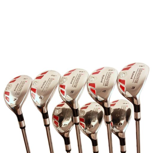 iDrive Hybrids Senior Men’s Golf All Complete Full Set, which Includes: #3, 4, 5, 6, 7, 8, 9, PW Senior Flex with Tacki-Mac Midsize Grips Right Handed New Utility “A” Flex Clubs