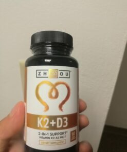 Zhou Nutrition Vitamin D3 K2, Bone and Heart Health Formula 5000 IU Vitamin D3 & 90 mcg Vitamin K2, Max Strength 2 in 1 Immune Support and Calcium Absorption, Gluten Free, 60 Count Capsules 31 61iXhCxaHJL