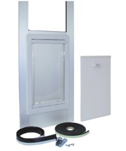 Ideal Pet Products Aluminum Pet Patio Door, Adjustable Height 77-5/8" to 80-3/8", 7" x 11-1/4" Flap Size, White 12 61ibPgCYfkL