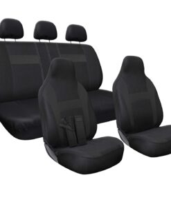 Alternative view of OxGord Car Seat Cover - Poly Cloth Solid Black with Front Low Bucket and 50-50 or 60-40 Rear Split Bench - Universal Fit for Cars, Truck, SUV, Van