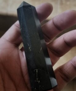 Jet Black Tourmaline Healing Tower Crystal Obelisk Meditation Protection Evil Energy Positivity Agate Approx 3 inch Long Black 38 61ic OBB1IL