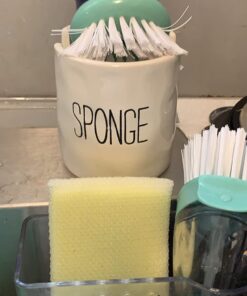 Mud Pie Kitchen Dish Sponge Holder Caddy, Off White Off-White 36 61idmCnnuL