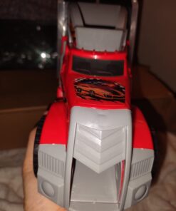 Amazon Basics Toy Car Carrier Truck With Storage For Kids Ages 3 and Up, 6-Pieces Diecast Vehicles & 16 Accessories, Multicolor, Medium 84 61ieqj chkL