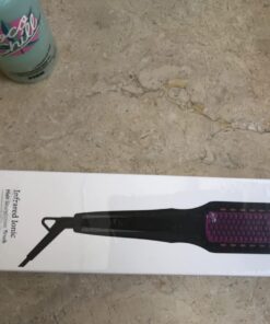 Ionic Hair Straightener Brush Upgrade 2.0,GLAMFIELDS Electrical Heated Hair Straightening with Faster Heating, MCH Ceramic Technology, Auto Temperature Lock, Anti Scald, Heat Resistant Glove(Black-01) Black 46 61ii72HVFnL