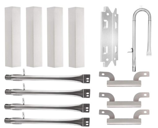 Wondjiont Grill Burners, Heat Shield/Plate Tent/Burner Cover/Flame Tamer & Crossover Tube, Replacement Parts Kit for Brinkmann 810-3661-F