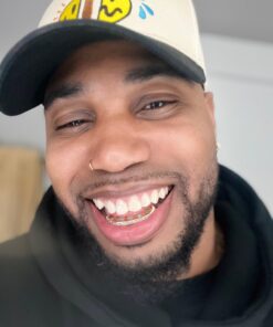 TOPGRILLZ 14K Gold Plated Iced Out CZ Top and Bottom Vampire Fangs Werewolf Grillz for Your Teeth Hip Hop Halloween Accessory Gold Bottom 14 61ikusuR8L