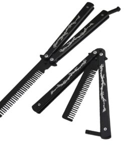 Funtuan Dragon Totem Stainless Steel Practice Butterfly Knife Trainer and Comb Knife Trainer (Black) 29 61iniGzA3L