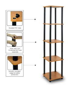 FURINNO Turn-N-Tube 5-Tier Corner Square Rack Display Shelf, Round, Espresso/Black Round Tube 30 61ip0vhOlsL