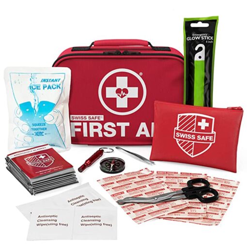 Swiss Safe 2-in-1 First Aid Kit (120 Piece) + Bonus 32-Piece Mini Kit: Compact, Lightweight for Emergencies at Home, Outdoors, Car, Camping, Workplace, Hiking & Survival 120 Piece Standard