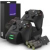 Fosmon Dual 2 MAX Charger with 2x 2200mAh Rechargeable Battery Pack Compatible with Xbox Series X/S(2020), Xbox One/One X/One S Elite Controllers, High Speed Charging Docking Station Kit - Black 8 61j01F6 8uL