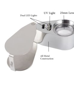 Alternative view of 40X Full Metal Illuminated Jewelry Loop Magnifier, XYK Pocket Folding Magnifying Glass Jewelers Eye Loupe with LED(LED Currency Detecting/Jewelry Identifying) 1