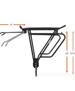 Ibera Bike Rack - Bicycle Touring Carrier Plus+ for Disc Brake/Non-Disc Brake Mount, Fat Tire Bikes, Frame-Mounted for Heavier Top & Side Loads, Height Adjustable for 26"-29" Frames Non-disc Brake 45 61j35Cwn3L