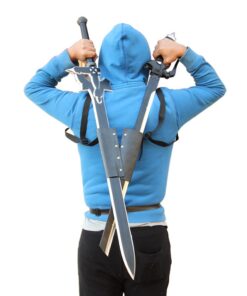 Armory Replicas™ - Titan Attack Kirito's Elucidator Foam Sword - Shingeki no Kyojin Fantasy Foam Sword for LARP - Ideal for LARP, Halloween Costumes, Cosplay PACK 2 with SHEATH BLACK with GREY SWORD SET with SHEATH 12 61j4ja5iyzL