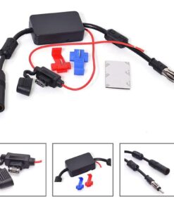 Bingfu Universal Car Stereo FM Radio Antenna Signal Booster Amplifier Amp,12V Power Supply DIN Plug Connector Adapter for Vehicle Truck SUV Car Audio Radio Stereo Media Head Unit Receiver 21 61j4viQnH L