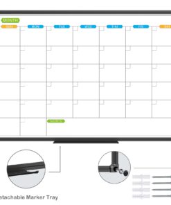 JILoffice Dry Erase Calendar Whiteboard - Magnetic White Board Calendar Monthly 36 X 24 Inch, Black Aluminum Frame Wall Mounted Board for Office Home and School Calendar 36 x 24 Inch 22 61j5Jg1XezL