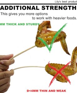 HOPELF 6" Natural Bamboo Skewers for BBQ,Appetiser,Fruit,Cocktail,Kabob,Chocolate Fountain,Grilling,Barbecue,Kitchen,Crafting and Party. Φ=4mm, More Size Choices 8"/10"/12"/14"/16"/30"(100 PCS) 6 inch 19 61j5WqohJdL