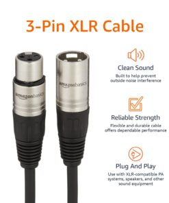 Amazon Basics XLR Microphone Cable for Speaker or PA System, All Copper Conductors, 6MM PVC Jacket, 10 Foot, Black 1-Pack 10 Feet 34 61j8PmcJuIL