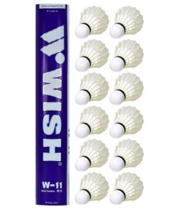 WISH Duck Feather Badminton Shuttlecocks – 12 Pack Tube of Durable Duck Feather Badminton Shuttlecocks – Feather Badminton Birdie for Indoor and Outdoor Play White 12 61j9bhsHuUL
