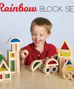 Agirlgle Wood Building Blocks Set for Kids 24 Pcs Rainbow Stacker Stacking Game Construction Toys Set Preschool Colorful Learning Educational Toys - Geometry Wooden Blocks for Boys & Girls 27 61jDs71qBEL