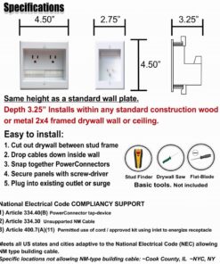 PowerBridge Two-CK Dual Outlet TV Cord Hider for Wall Mounted TV’s - Recessed in-Wall Cable Hider System for Power & Low Voltage - Matches Existing Outlets - Hide Wires with This Easy DIY Install Kit Dual Power 53 61jFdV9nX5L