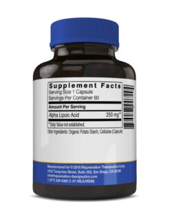 Rejuvenation Therapeutics Alpha Lipoic Acid, Antioxidant Defense (60 Vegan Capsules) 6 61jMmxCJlnL